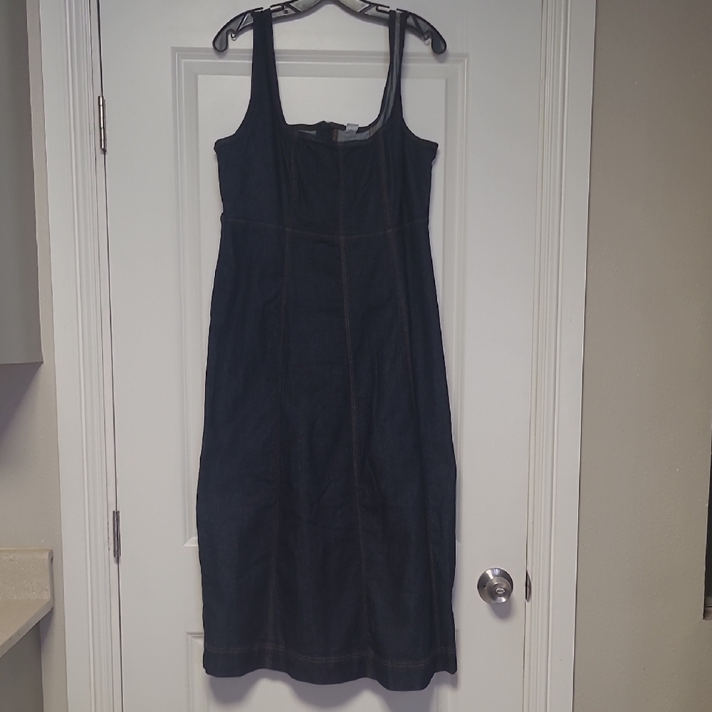Old Navy Dark Blue Denim Midi Dress